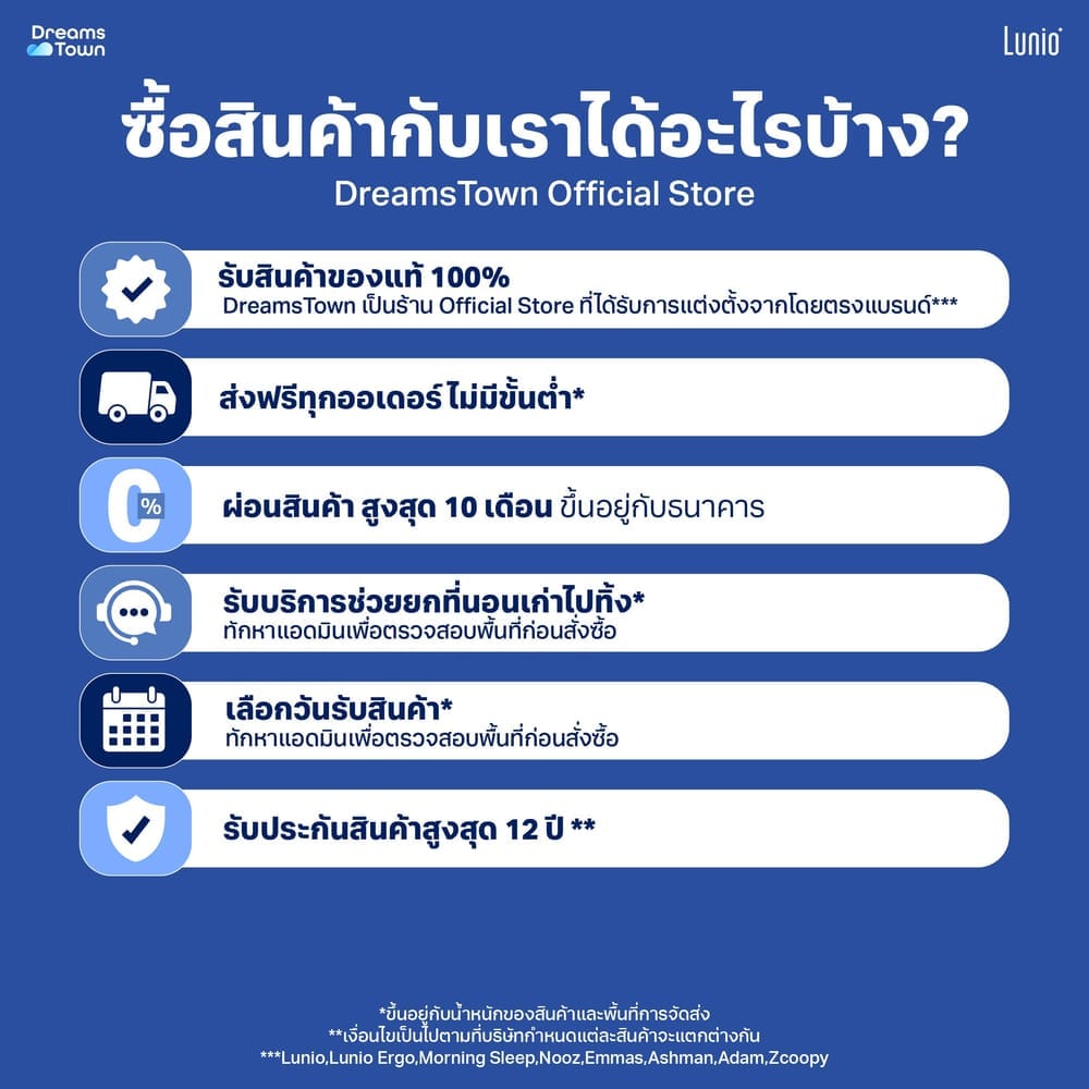 ที่นอนยางพารา 5 ฟุต LUNIO GEN4 หนา 10 นิ้ว